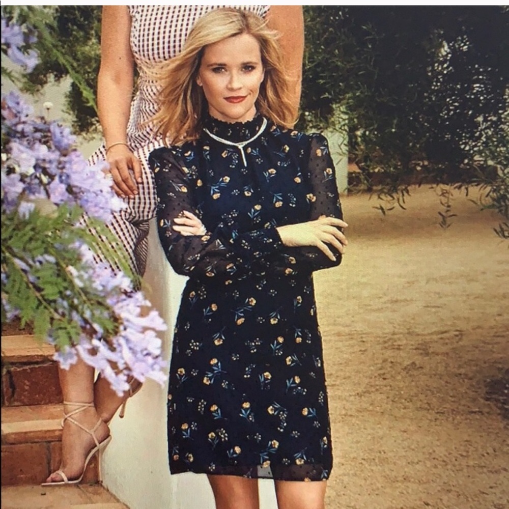 Draper James Swiss Dot Smocked Dress Blue Medium